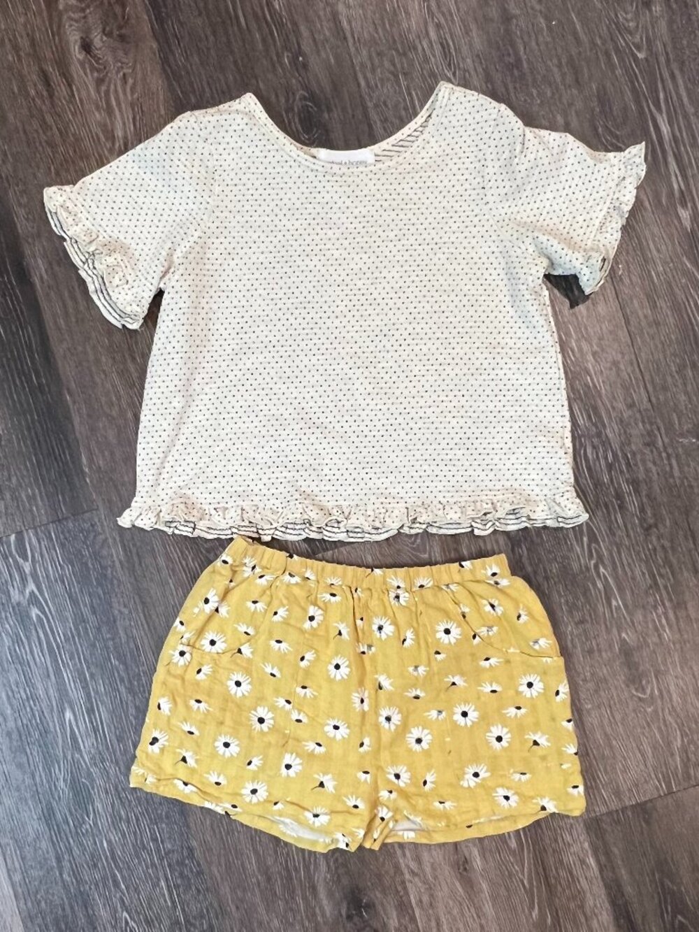 Mabel + Honey Girls Size 10 Daisy Shorts Set Ruffle Top Floral Summer Outfit